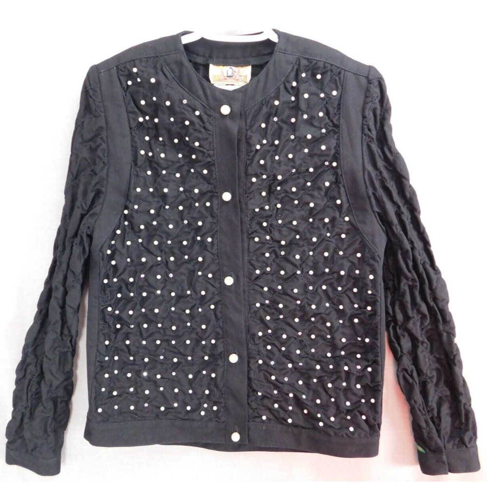 Gene Ewing Bis Beaded Pearl Button Jacket Black Women's P